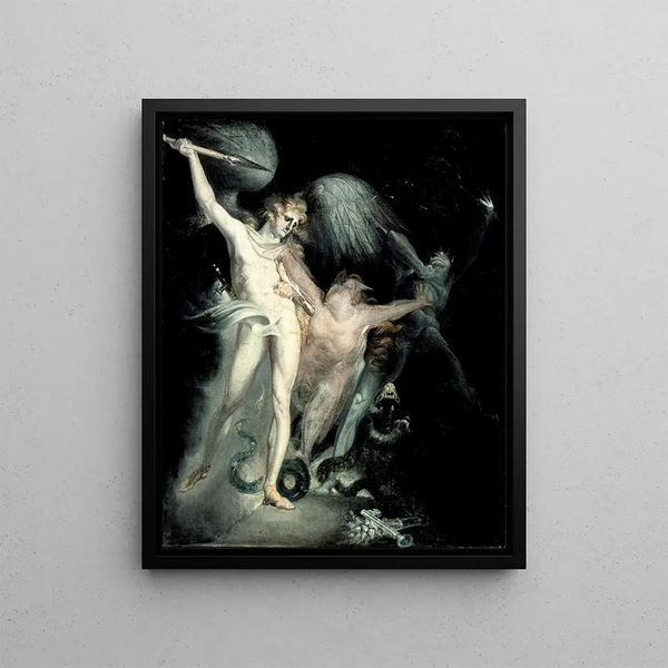 Satan et la mort avec l'intervention du péché - Henry Fuseli — framed artwork on a wall