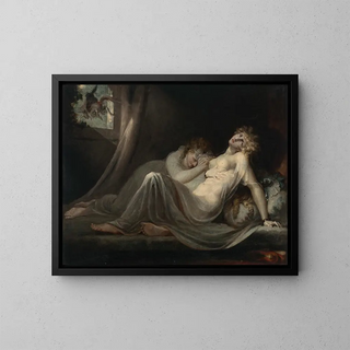 The Incubus Leaving Two Young Women - Henry Fuseli — framed artwork on a wall