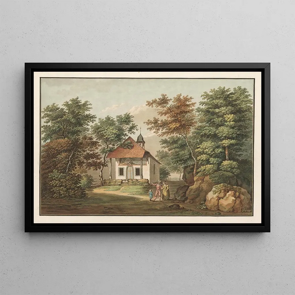 View of the Chapel of William Tell in the Canton of Schwyz - Henry Fuseli — framed artwork on a wall