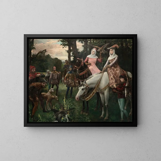 The heron hunting - Henri Gnois — framed artwork on a wall