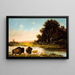 Buffalo near the river - Henry Herman Cross — framed artwork on a wall