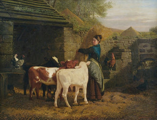 a peasant woman with three calves - Henry Hetherington Emmerson — artwork view