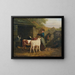 a peasant woman with three calves - Henry Hetherington Emmerson — framed artwork on a wall