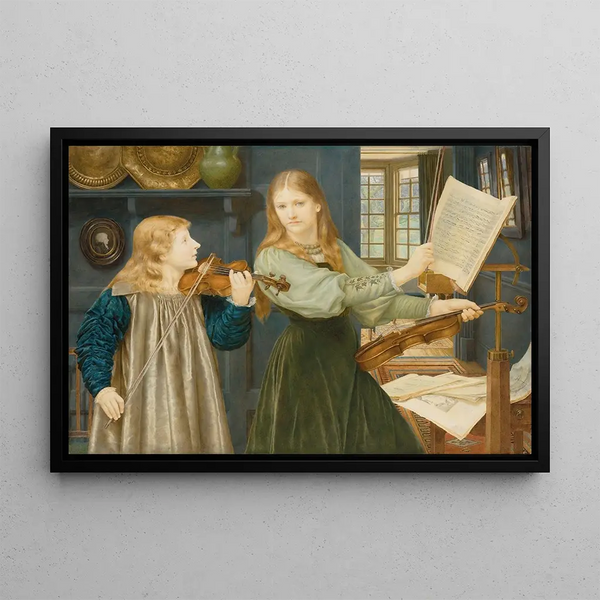 The Duo Portraits of Alexandra, daughter of Reverend G Kitchin, and Winifrid, daughter of the painter - Henry James Holiday — framed artwork on a wall