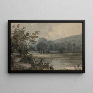 River Scene Painting - Henry Kirke Brown — framed artwork on a wall