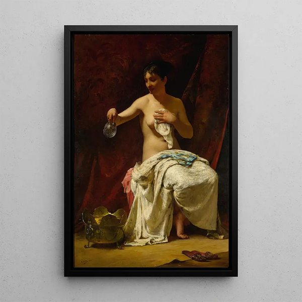A Lady at Her Toilet - Henry Lerolle — framed artwork on a wall