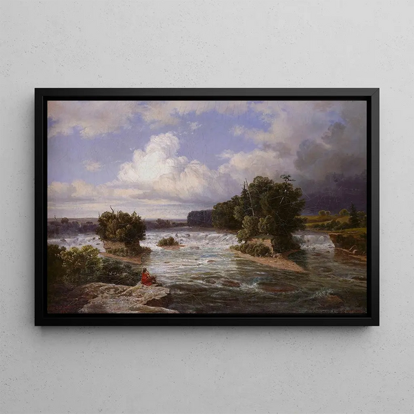 Saint Anthony Falls as they appeared in 1848 - Henry Lewis — framed artwork on a wall