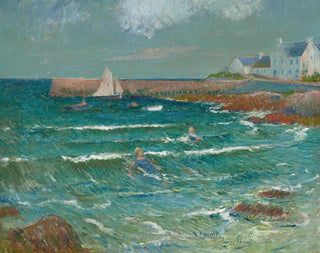 Bathing at the Sea in Lomener - Henry Moret — artwork view