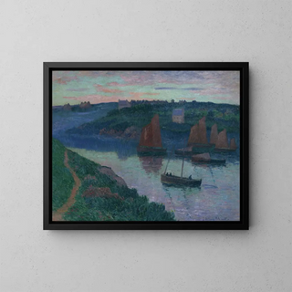 Bateaux de pêche en Bretagne - Henry Moret — framed artwork on a wall