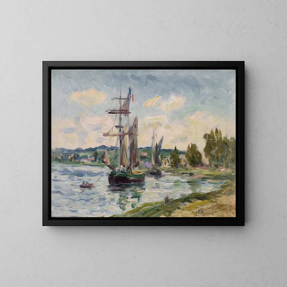 Boats in the Port - Henry Moret — framed artwork on a wall