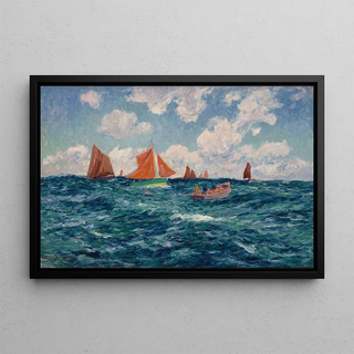 Fishermen Offshore - Henry Moret — framed artwork on a wall