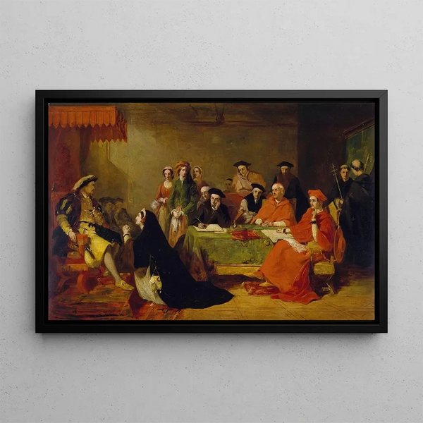 The Trial of Queen Catherine of Aragon - Henry Nelson O'Neil — framed artwork on a wall