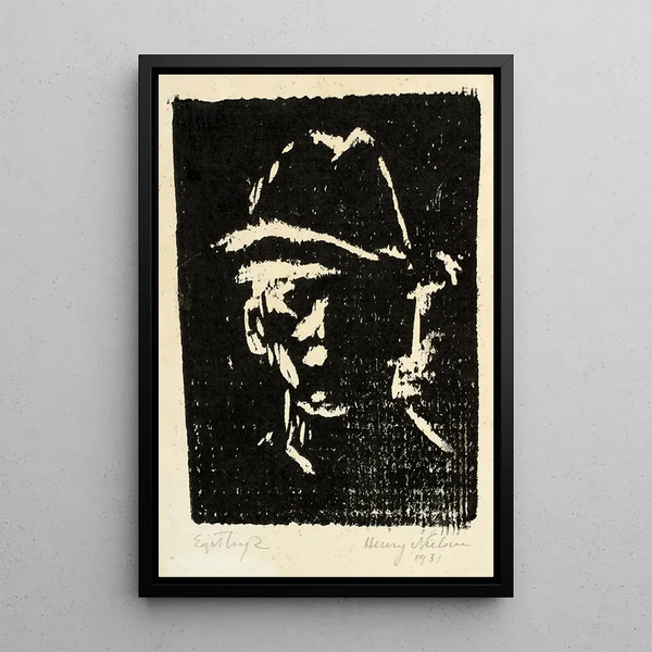 Portrait of a man with a hat - Henry Nielsen — framed artwork on a wall
