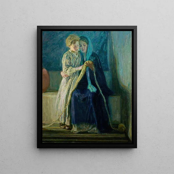 The Christ and His Mother Study the Scriptures - Henry Ossawa Tanner — framed artwork on a wall