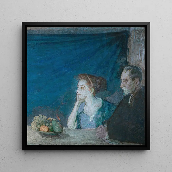 Portrait of M. and Mrs. Atherton Curtis with still life - Henry Ossawa Tanner — framed artwork on a wall