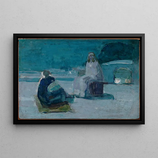 Study for Christ and Nicodemus on a Roof - Henry Ossawa Tanner — framed artwork on a wall