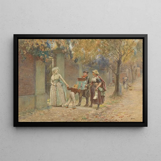 Man with a box of images and a song seller - Henry Reynolds Steer — framed artwork on a wall