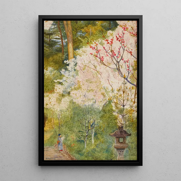Cherry Blossom in Kyoto - Henry Roderick Newman — framed artwork on a wall