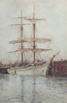 A three-masted ship moored in Falmouth harbor - Henry Scott Tuke — artwork view
