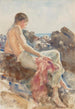 A bather on the rocks - Henry Scott Tuke — artwork view