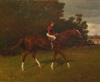 Charles Edward painting belonging to William H. Dubois with the jockey in the saddle - Henry Stull — artwork view