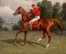 Horse race brown, maybe Chaos, winner of the Second Futurity Stakes with jockey in saddle - Henry Stull — artwork view