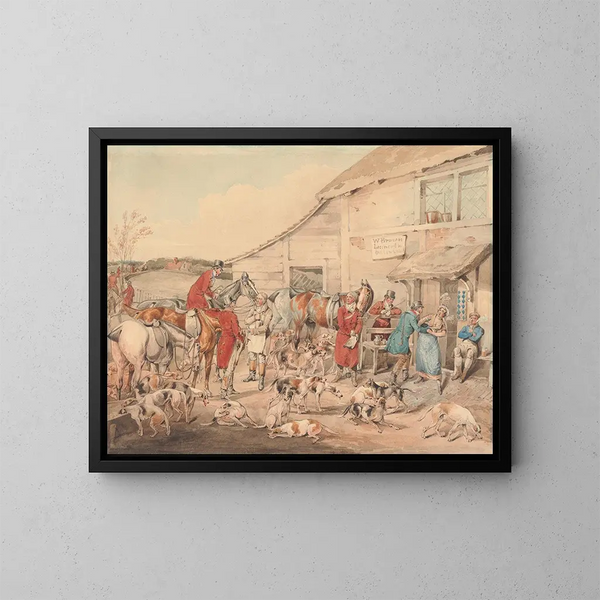 The fox hunt: the refreshment - Henry Thomas Alken — framed artwork on a wall