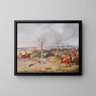 Hunting scene in full gallop - Henry Thomas Alken — framed artwork on a wall