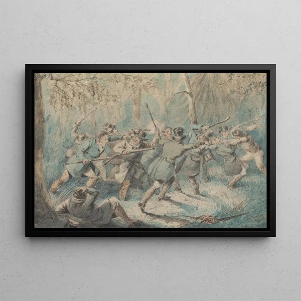 Hunting Scene Painting Surprised - Henry Thomas Alken — framed artwork on a wall