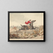 Horses qualified and unqualified riders successfully crossing a wooden barrier - Henry Thomas Alken — framed artwork on a wall