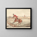 the qualified horses and unqualified riders facing a stream verifying the old proverb "Look before you leap" - Henry Thomas Alken — framed artwork on a wall