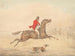 Cavalier on a brown horse preparing to jump a fence on the right - Henry Thomas Alken — artwork view