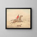 Cavalier on a brown horse preparing to jump a fence on the right - Henry Thomas Alken — framed artwork on a wall