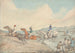 the obstacle course painting featuring three riders crossing a stream with spectators on the right - Henry Thomas Alken — artwork view