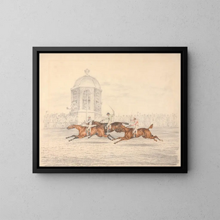 L'arrivée du St Leger de Doncaster - Henry Thomas Alken — framed artwork on a wall