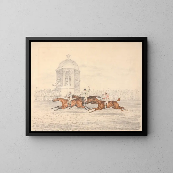 L'arrivée du St Leger de Doncaster - Henry Thomas Alken — framed artwork on a wall