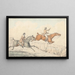 Two Horsemen Jumping a Wooden Fence - Henry Thomas Alken — framed artwork on a wall