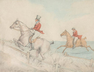 Deux cavaliers franchissant une double barrière - Henry Thomas Alken — artwork view