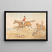 Two horsemen and a couple of dogs crossing a wall - Henry Thomas Alken — framed artwork on a wall