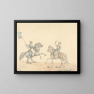 Two Turkish Cavalrymen - Henry Thomas Alken — framed artwork on a wall