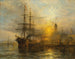 a Danish steamship moored at a lively quay - Henry Thomas Dawson — artwork view