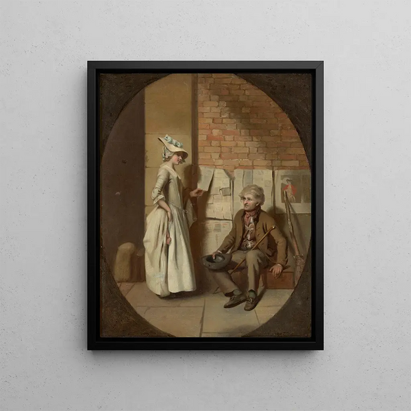 a girl buying a walk in an oval feint - Henry Walton — framed artwork on a wall