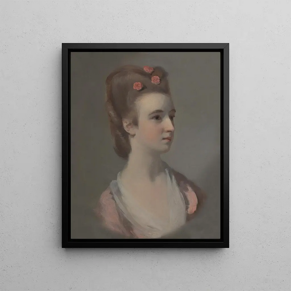 Portrait of a woman, perhaps Miss Nettlethorpe - Henry Walton — framed artwork on a wall