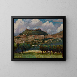 Italian landscape painting - Henryk Dietrich — framed artwork on a wall