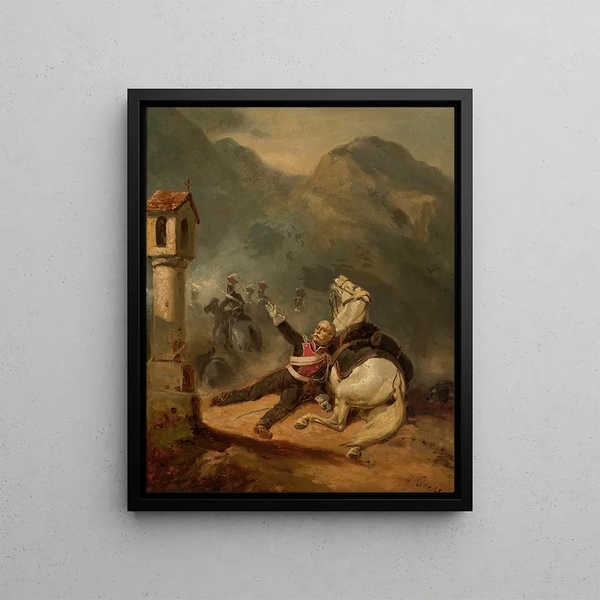 Uhlan blessé près du sanctuaire au bord de la route - Henryk Pillati — framed artwork on a wall