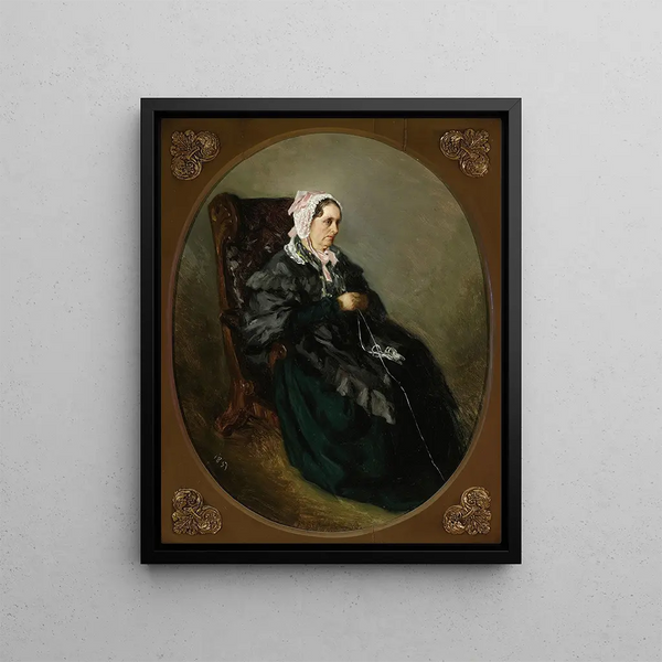 Portrait of the artist's aunt - Henryk Rodakowski — framed artwork on a wall