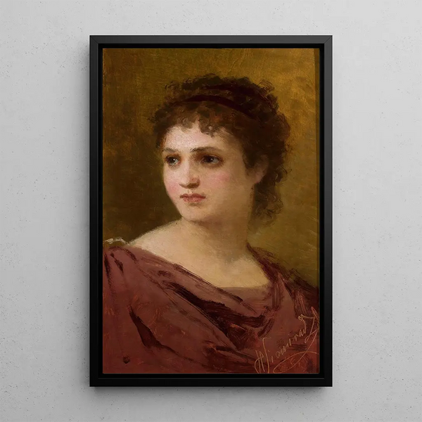 Head of a Woman - Henryk Siemiradzki — framed artwork on a wall