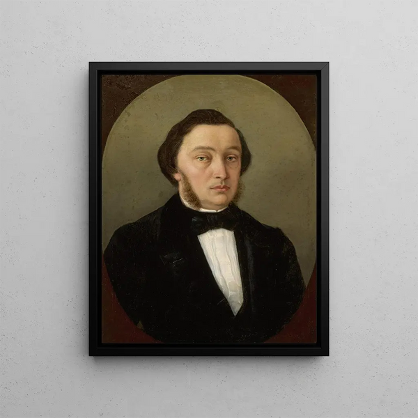 Portrait of a Man with Moustache - Henryk Siemiradzki — framed artwork on a wall