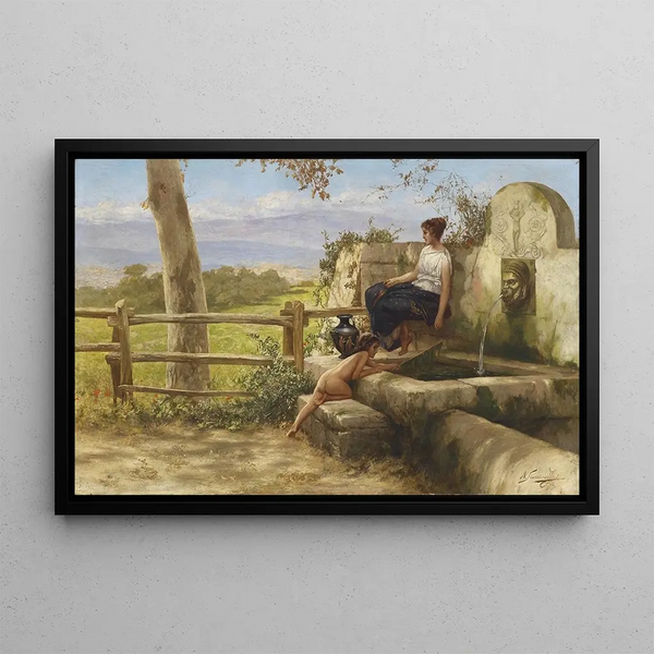 Near the Fountain - Henryk Siemiradzki — framed artwork on a wall