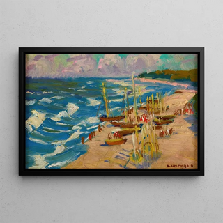 Theme of the Hel Peninsula - Henryk Uziembło — framed artwork on a wall